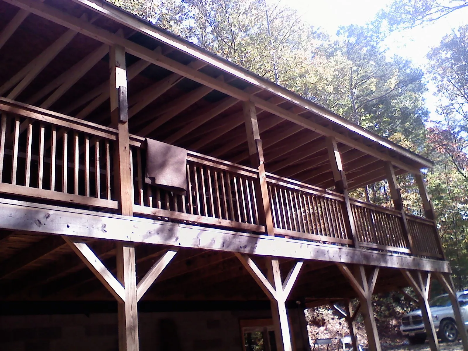 Timber framing under a new elevated porch and deck — Roof Leak Repair in Rockton by Roofing Brothers